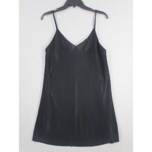 Forever 21 Black Pleated Slip Dress Spaghetti Strap V-Neck Mini Dress Medium